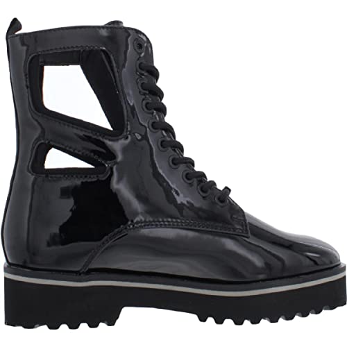 KENDALL + KYLIE Women's Black Patent Lace-Up Combat Boot Size 6 Combat Boot Black Patent Lace-Up Women Size 6